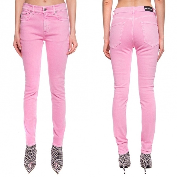 BALENCIAGA Bright Pink Barbiecore Mid Rise skinny jeans size 24 - Picture 12 of 16